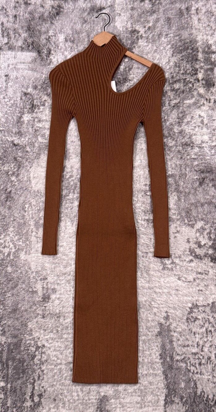New Anine Bing Dress Medium Womens Victoria Turtleneck Shoulder Cut Out Midi